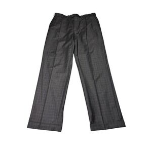 Brooks Brothers 346 Mens 35x32 Brown Glen Plaid Wool Pleated Cuffed Trousers